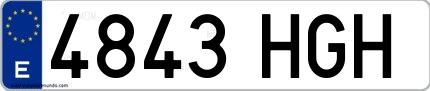 Ejemplo de matrícula española 4843 HGH