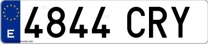 Ejemplo de matrícula española 4844 CRY
