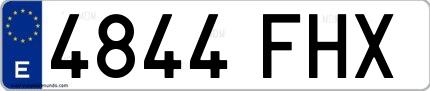 Ejemplo de matrícula española 4844 FHX