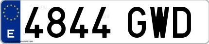 Ejemplo de matrícula española 4844 GWD
