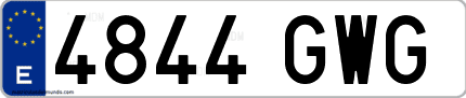 Ejemplo de matrícula de coche ordinaria 4844 GWG