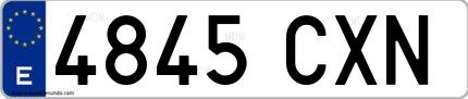 Ejemplo de matrícula española 4845 CXN