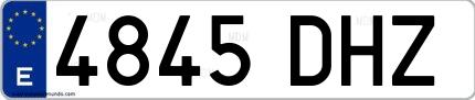 Ejemplo de matrícula española 4845 DHZ