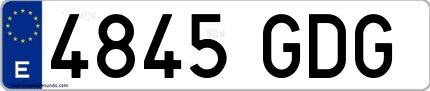 Ejemplo de matrícula española 4845 GDG