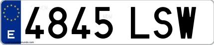 Ejemplo de matrícula española 4845 LSW