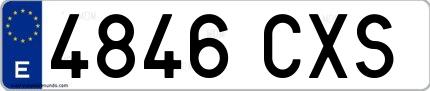Ejemplo de matrícula de coche ordinaria 4846 CXS