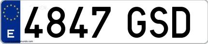 Ejemplo de matrícula española 4847 GSD