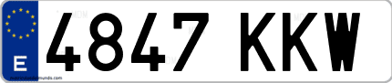 Ejemplo de matrícula de coche ordinaria 4847 KKW
