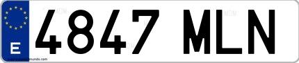 Ejemplo de matrícula de coche ordinaria 4847 MLN