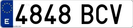 Ejemplo de matrícula española 4848 BCV
