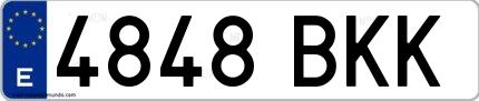 Ejemplo de matrícula española 4848 BKK