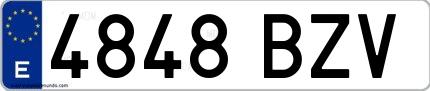Ejemplo de matrícula española 4848 BZV