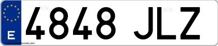 Ejemplo de matrícula española 4848 JLZ