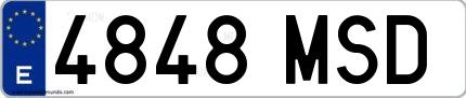 Ejemplo de matrícula española 4848 MSD