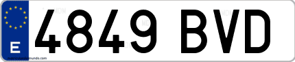 Ejemplo de matrícula de coche ordinaria 4849 BVD
