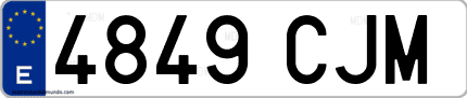Ejemplo de matrícula de coche ordinaria 4849 CJM