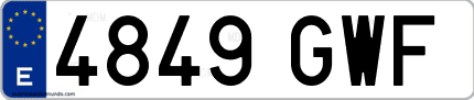 Ejemplo de matrícula de coche ordinaria 4849 GWF
