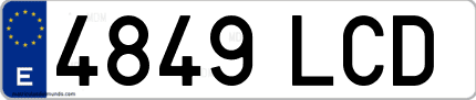 Ejemplo de matrícula de coche ordinaria 4849 LCD