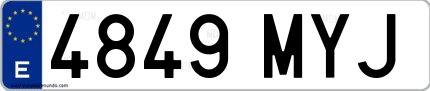 Ejemplo de matrícula española 4849 MYJ
