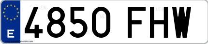 Ejemplo de matrícula española 4850 FHW