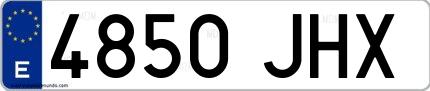 Ejemplo de matrícula de coche ordinaria 4850 JHX