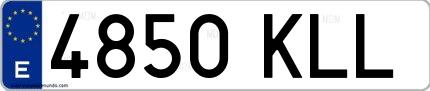 Ejemplo de matrícula española 4850 KLL
