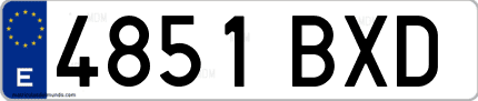 Ejemplo de matrícula de coche ordinaria 4851 BXD