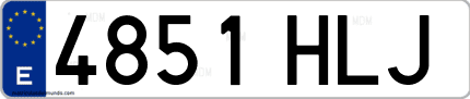Ejemplo de matrícula de coche ordinaria 4851 HLJ