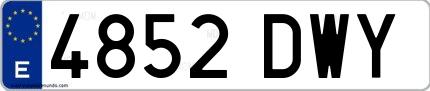 Ejemplo de matrícula española 4852 DWY