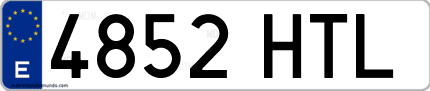 Ejemplo de matrícula de coche ordinaria 4852 HTL