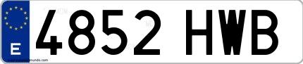 Ejemplo de matrícula española 4852 HWB