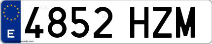 Ejemplo de matrícula española 4852 HZM