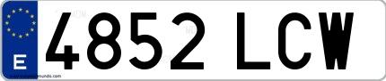 Ejemplo de matrícula española 4852 LCW