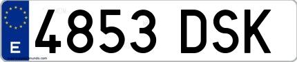 Ejemplo de matrícula española 4853 DSK