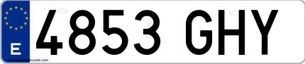 Ejemplo de matrícula española 4853 GHY