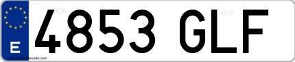Ejemplo de matrícula española 4853 GLF