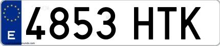 Ejemplo de matrícula española 4853 HTK