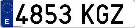 Ejemplo de matrícula española 4853 KGZ