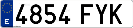Ejemplo de matrícula de coche ordinaria 4854 FYK