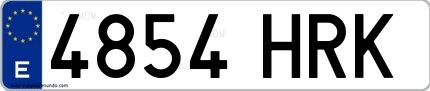 Ejemplo de matrícula española 4854 HRK