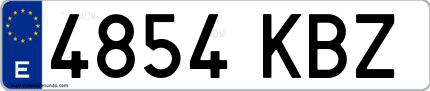 Ejemplo de matrícula española 4854 KBZ