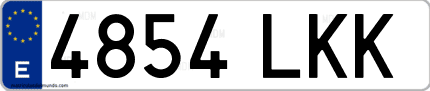 Ejemplo de matrícula de coche ordinaria 4854 LKK