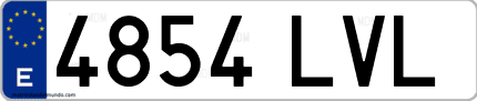 Ejemplo de matrícula de coche ordinaria 4854 LVL