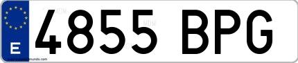 Ejemplo de matrícula española 4855 BPG