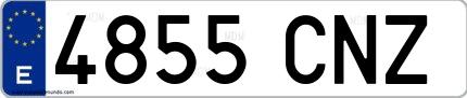 Ejemplo de matrícula española 4855 CNZ