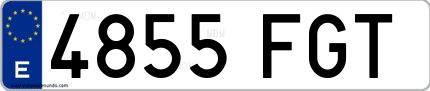 Ejemplo de matrícula española 4855 FGT