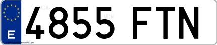 Ejemplo de matrícula española 4855 FTN