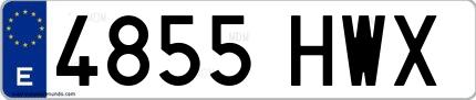 Ejemplo de matrícula española 4855 HWX