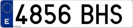 Ejemplo de matrícula de coche ordinaria 4856 BHS