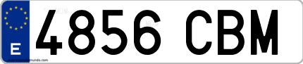 Ejemplo de matrícula de coche ordinaria 4856 CBM